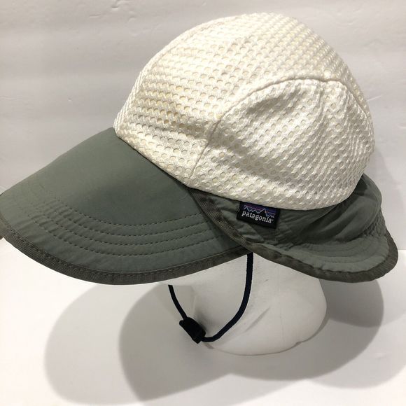 VTG Patagonia Mens Hat Cap White Bimini Fly Fishing Long Bill Hiking Outdoor USA - Picture 2 of 10